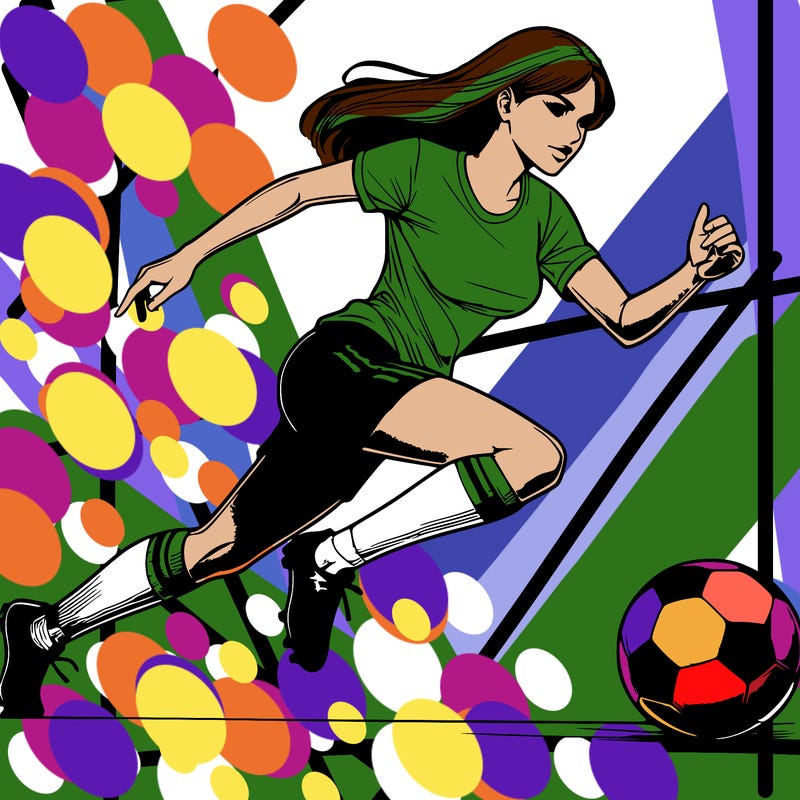 realistic woman playing soccer