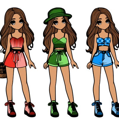 realistic girl in summer clothes