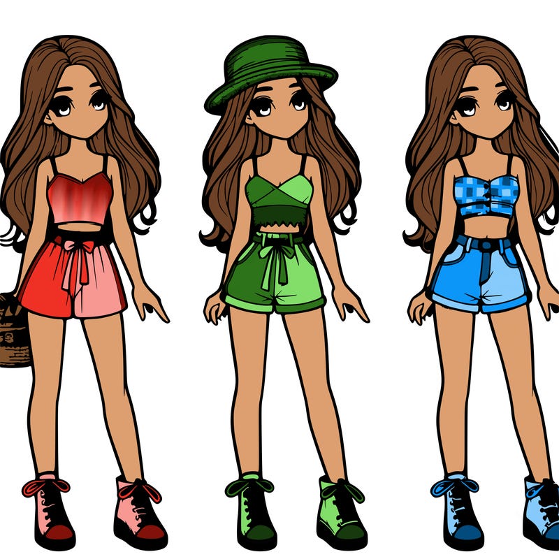 realistic girl in summer clothes