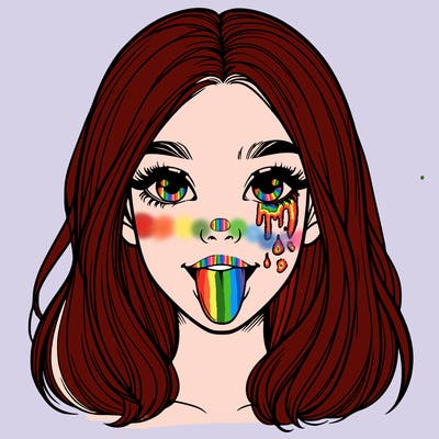 realistic girl with her tongue out