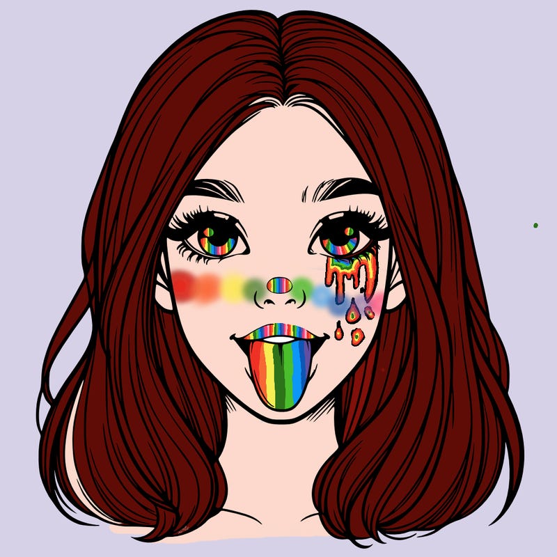 realistic girl with her tongue out