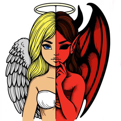 realistic angel half demon