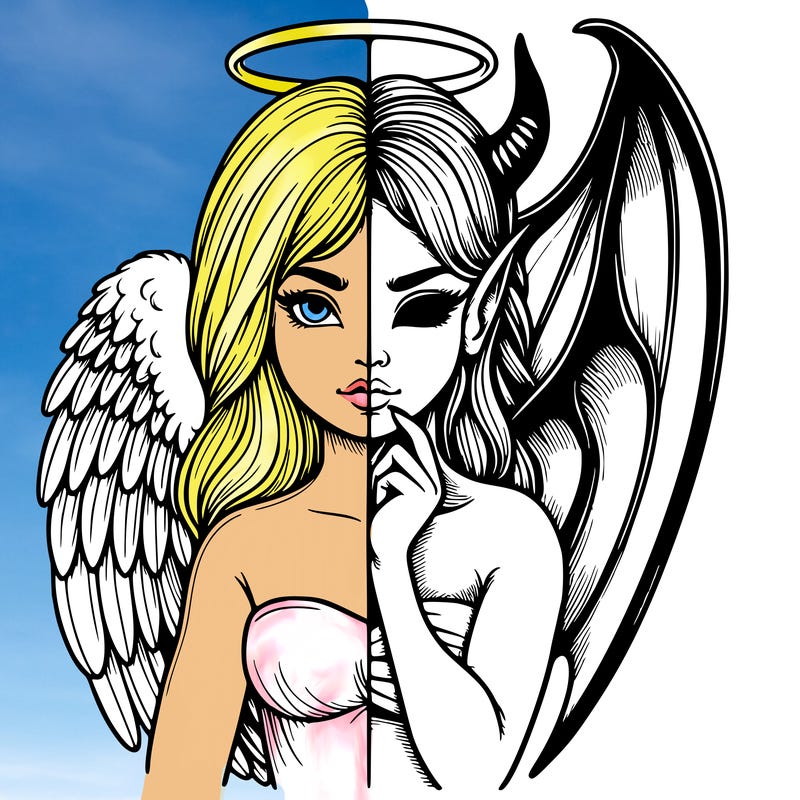 realistic angel half demon