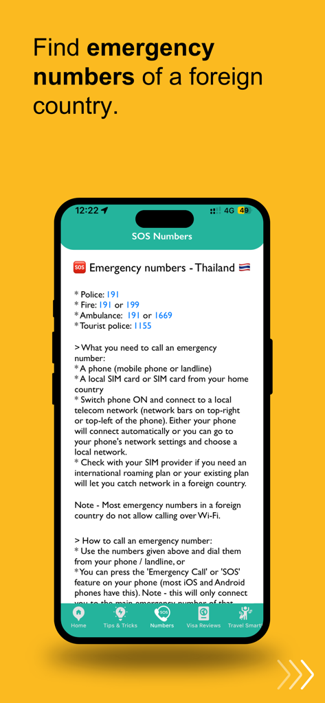 ATM Fee Saver: Travel Smarter - Emergency SOS numbers and travel safety contacts in the ATM Fee Saver app