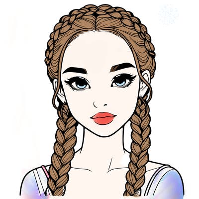 realistic girl with braids