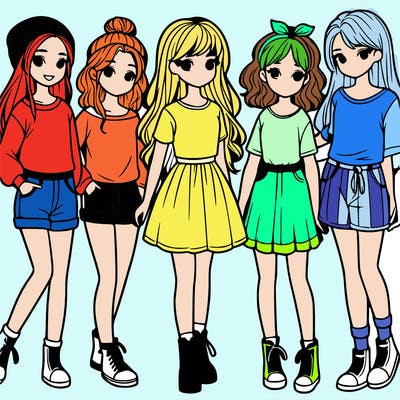 a group of five girls