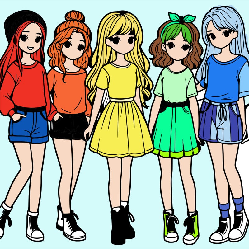 a group of five girls