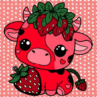 cute strawberry cow