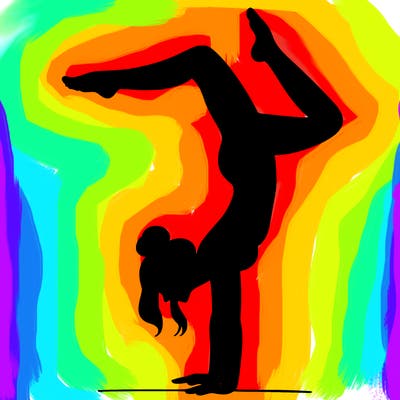 a woman doing a handstand