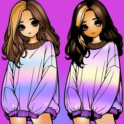 realistic girl with baggy sweater