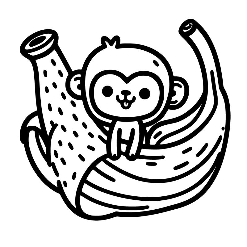 monkey inside of a banana
