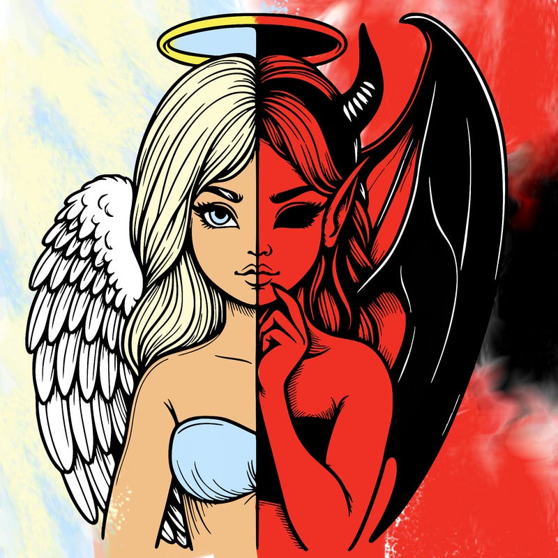 realistic angel half demon