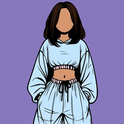 realistic girl faceless with baggy pants and a crop top
