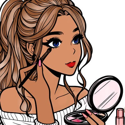 a realistic girl doing her makeup