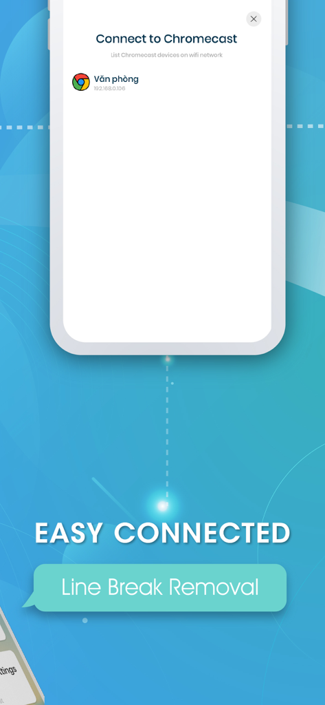 Castto: TV Cast, Screen Share - Interfaccia dell'app Castto che mostra una facile connessione da iPhone a un dispositivo Google Chromecast