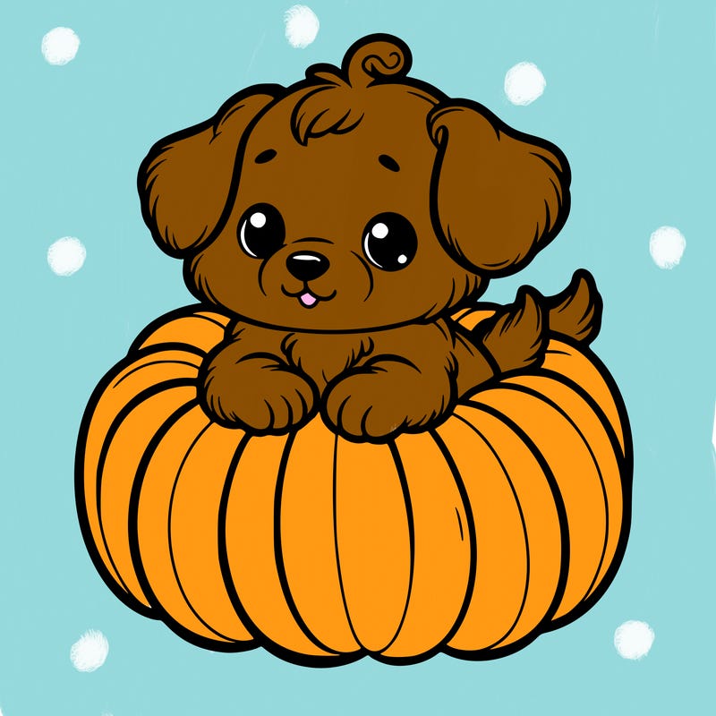 cute little puppy in a pumpkin
