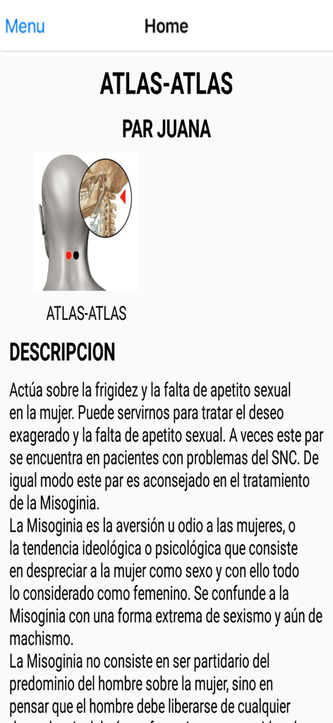 Biomagnetismo - Diagrama anatómico y descripción del par magnético Atlas Atlas en la aplicación Biomagnetismo