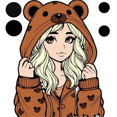 realistic girl in a animal pjs hoodie