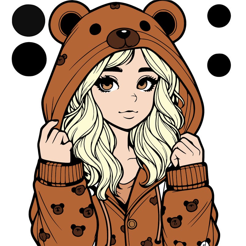 realistic girl in a animal pjs hoodie