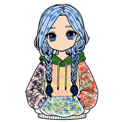 a realistic girl with a oversized hoodie and she has braids