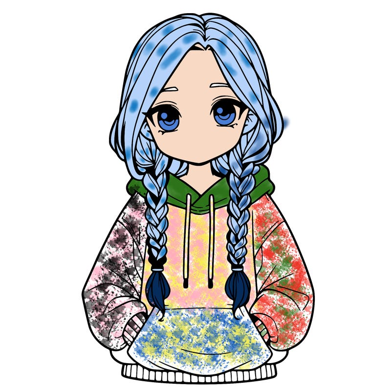 a realistic girl with a oversized hoodie and she has braids