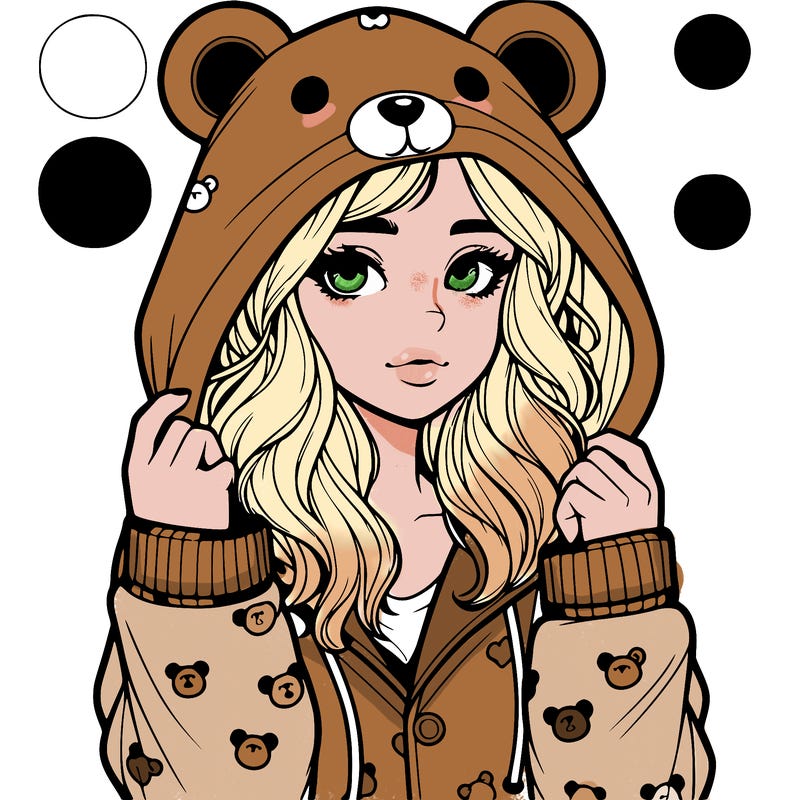 realistic girl in a animal pjs hoodie
