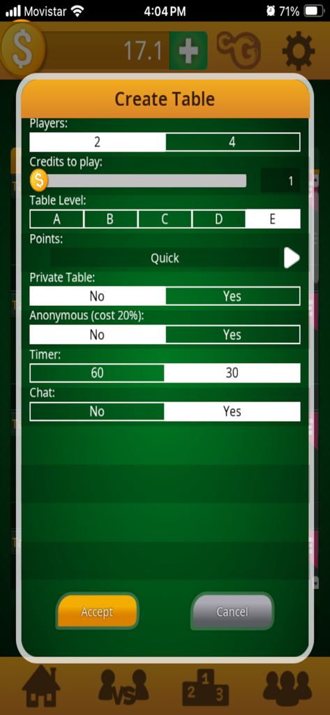 Buraco STBL - カスタムBuraco STBLゲームテーブルを作成するためのインターフェース。プレイヤーのクレジットとルールのオプションがあります。