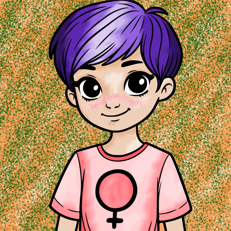 girl with pixie cut and feminist shirt