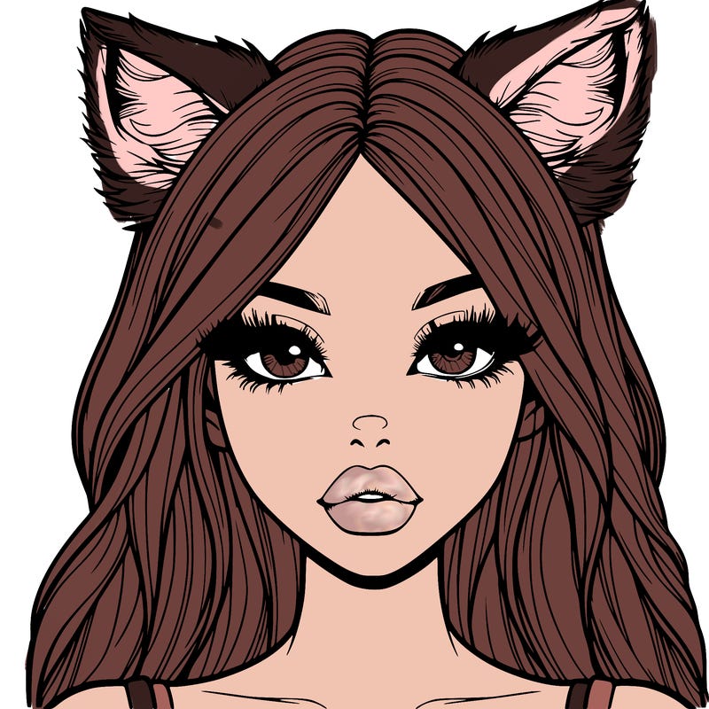 realistic girl with fox ears and realistic lips