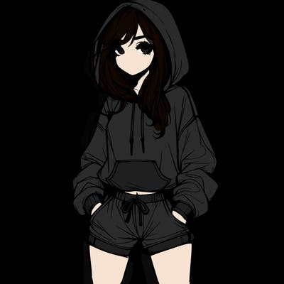 realistic girl in shorts and hoodie
