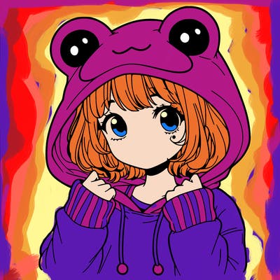 a cute teenage girl wearing a frog hoodie