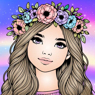 realistic girl with flower crown