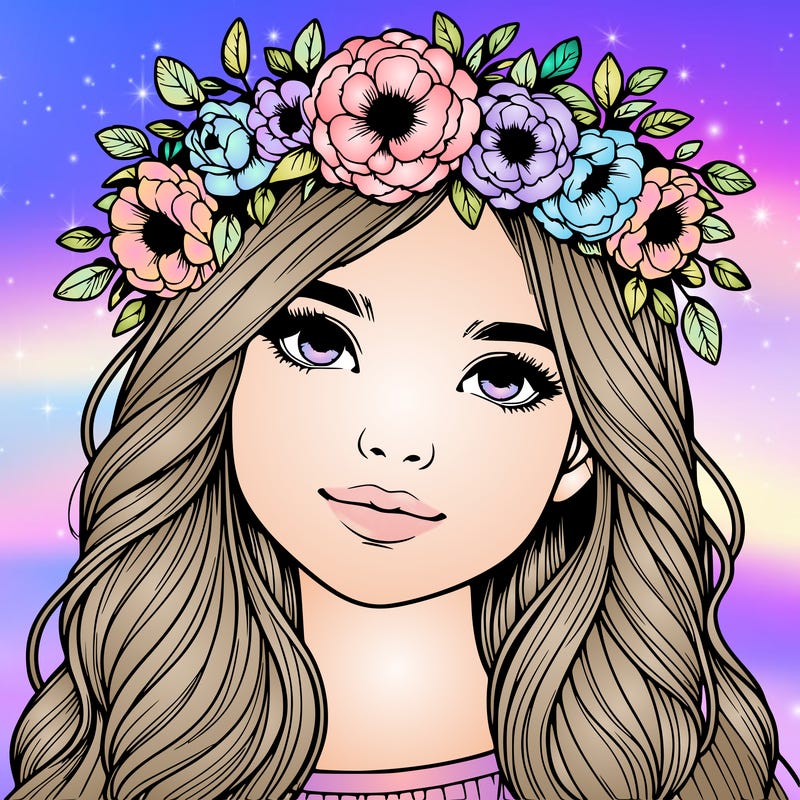 realistic girl with flower crown