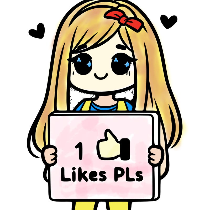 girl holding a sign saying 10 likes pls