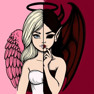 realistic angel half demon