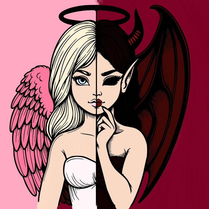 realistic angel half demon