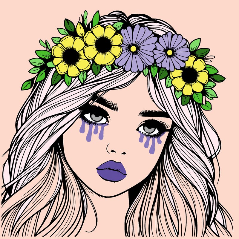 realistic girl with flowers crown