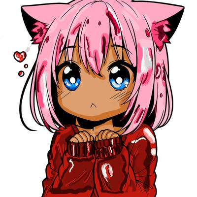shy anime catgirl