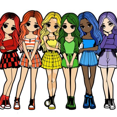 a group of girls realistic