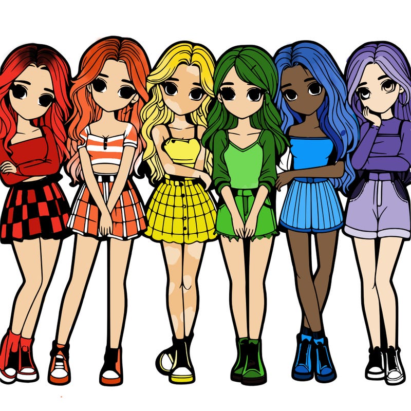 a group of girls realistic