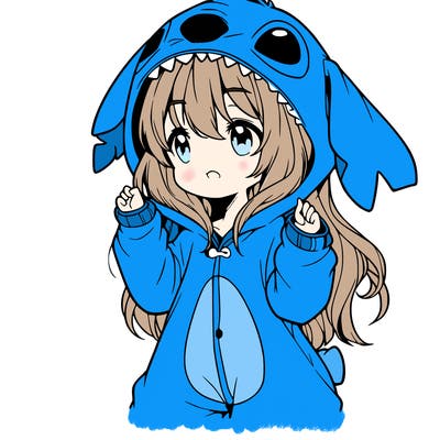 anime girl in a stitch onsie