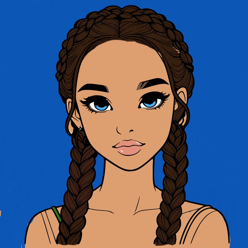 realistic girl with braids