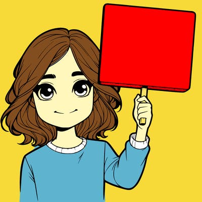 realistic girl holding up a sign