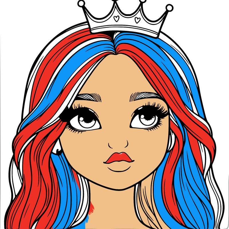 a realistic girl with a crown on
