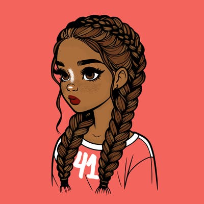 realistic girl with braids