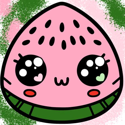 cute watermelon with eyes nose mouth