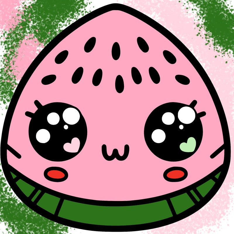 cute watermelon with eyes nose mouth