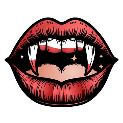 lips with vampire teeth