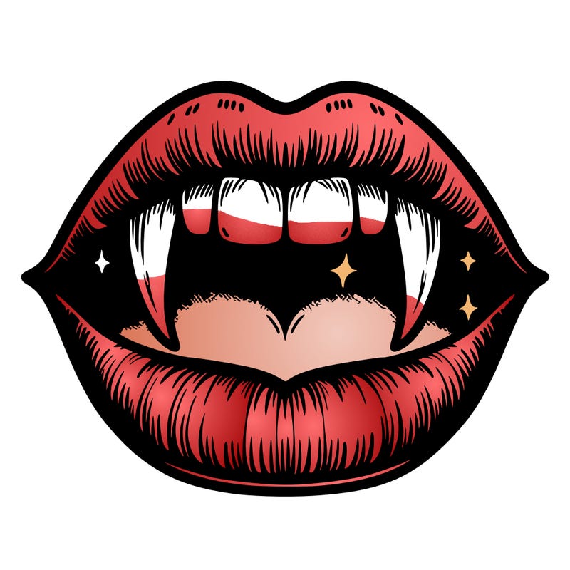 lips with vampire teeth