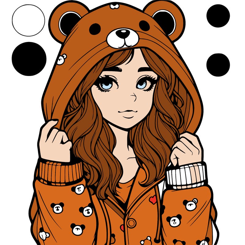 realistic girl in a animal pjs hoodie